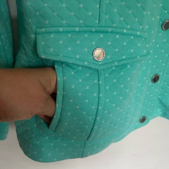 Isaac Mizrahi Live Quilted Womens Jacket Sz Medium Cottage Core Snap Teal Granny - Picture 4 of 12